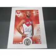 SYDNEY SWANS JARRAD MCVEIGH HAND SIGNED AFL HERO SHOT PRINT FRANKLIN KENNEDY