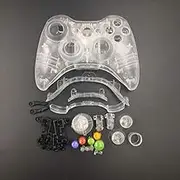 Housing Shell Joystick Housing Case Cover Skin with Thumbsticks Button Kit Replacement for Xbox 360 Wireless Controller (Clear White)
