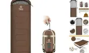 Warm Weather Sleeping Bag - Portable, Waterproof, Compact Lightweight, Brown
