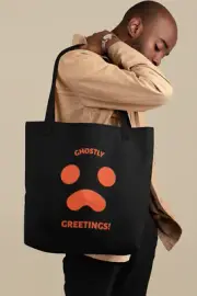 Ghostly Greetings Reusable Canvas Grocery Bag Eco Candy Shoulder Bag Halloween