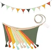 2-Strip Double-Sided Cotton Bunting Banner - Easy to Hang & Install Fabric Triangle Garland for Nursery Décor (B)