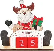 Christmas Elk Calendar Wooden Tabletop Calendar Wooden Blocks Date Desktop Calendars for Home Office Decorations