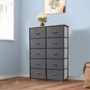 TAUS Storage 10 Drawers Dresser Fabric Bedside Organizer Tower Chest For Bedroom