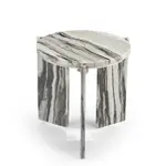 [James Lane] Capello Panda White Marble Side Table