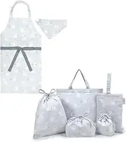 COLORFUL CANDY STYLE Laura Ashley NT600900 Kindergarten Entrance School Entrance 6-Piece Set, Lesson Bag, Shoe Case, Drawstring Bag, Gymnastics Clothing Bag, Lunch Bag, Cup Bag, Small Compartment,