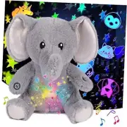 Star Projector Plush Night Light Stuffed Animals Musical Soother Toys Elephant