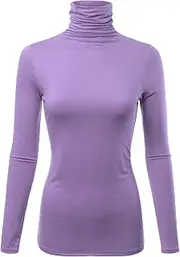 [FASHIONOLIC] Womens Premium Long Sleeve Turtleneck Lightweight Pullover Top Sweater