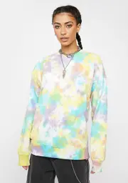 [Obey] Aqua Multi Tie Dye Crewneck Sweatshirt