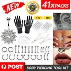 41 PCS Body Piercing Tool Kit Ear Nose Navel Nipple Needles Set Ear Belly Tongue