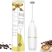 Milk Frother Handheld,Mini Drink Mixer and Coffee Blender Small, White