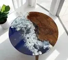Custom Round Epoxy Resin Tea Table Top Handmade Modern Art Decor & Made to Order