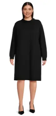 Women's Plus Size Sweater Tunic Dress 4X (28W-30W) Soft Knit Black Terra Sky
