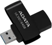 ADATA 64GB UC310 USB 3.2 Flash Drive Black Capless Swivel Model UC310-64G-RBK