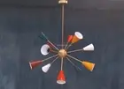 Mid Century Modern Multi-Color Brass Sputnik Chandelier Italian Light Fixture