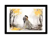 Couple Yellow Grey Art Framed Art Framed print Art Poster