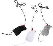 BESPORTBLE 3 Pcs Mouse Shape Vocalizing Cat Interactive Squeaky Teasing Playthings with Pull Ring for Indoor Cats Engaging Design and Exercise Random Color