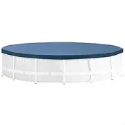 INTEX 28030E Pool Cover: for 10ft Round Metal Frame Pools – Includes Rope Tie – Drain Holes – 10in Overhang – Snug Fit