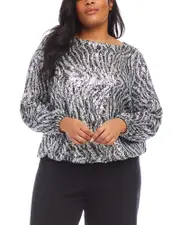 Karen Kane Plus Sequin Zebra Blouse