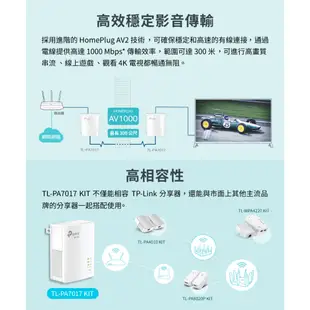 TP-Link TL-PA7017 KIT AV1000 Gigabit 電力線橋接器套組