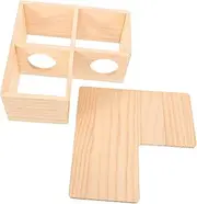 Delicate Hamster Wooden House Tunnel Hideout Guinea Pig Toy Adorable Rat House Multi-Chamber Pet Cage
