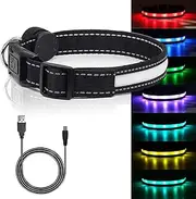 LED Safety Dog Collar - USB Rechargeable Light Up Pet Collar with Color Changing Feature, Flashing Light Glowing Pet Collar- Makes Your Dog Visible, Safe & Seen