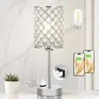 Crystal Table Lamp, Crystal Lamp Touch Control with USB-C USB-A Charging