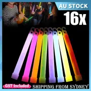 16X Glow Sticks 6 Inches Hook Glowsticks Lanyard Poi Party Glow in the dark Deco