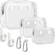 [Everfunny] 3 Packs Clear Bogg Beach Tote Bag with 2 Pack Insert Hooks Accessories for Bogg Bags Travel Makeup Clean Toiletry Brush Organizer Cosmetic Divider Storage Inner Pouch, White, Cosmetic Bag