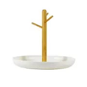 Key Tray for Entryway Table, Catchall Tray Organizer with 3 Tiers Wood Round
