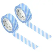 Washi Tape 0.59 Inch x 10.93 Yards, 2 Roll Stripes Pattern Sticker Light Blue