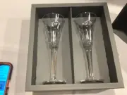 Pair New Boxed Waterford Millenium LOVE Toasting Flutes Signed by Master Cutter