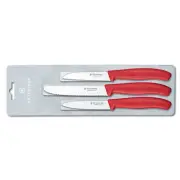 Victorinox Swiss Classic Paring Knife Set 3 pieces - Red Handles Chef Paring