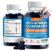 Stress Relief Gummies - 1500MG 5HTP with L-Theanine Gaba & L-Tyrosine - Ashwa...