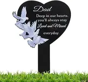 Grave Marker, Memorial Remembrance Plaques Cemetery Stake, Black Waterproof Plaques Stake Remembrance Graveyard Decorations for Humans, Dad & Mom
