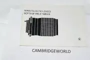 MINOLTA CELTIC LENSES DEPTH OF FIELD TABLES MANUAL GUIDE BOOK ORIGINAL