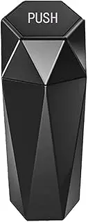 Car Trash Can with Lid, Leak Proof Automotive Portable Trash Bin, Diamond Design Easy to Clean Plastic Desktops Dustbin Organizer for Car Home Office (Black)