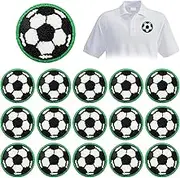 Sekonow 16Pcs Soccer Iron on Patches, 2.6in Sports Chenille Iron on/Sew on Patches Appliques with Glitter Edge for Clothes, Hats, Jeans, Pants, Backpacks, Single Style