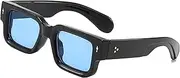 [Teumire] Thick Square Frame Sunglasses for Women Men Trendy Chunky Rectangle Sun Glasses Black Shades UV400 Protection