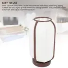 Bedside Lamp 3-Color Button Console Light Wooden Base White Shade
