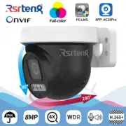 Rsrteng 8MP 4X Zoom Mini PTZ Full Color IP Camera Built-in Mic Speaker IP66 HD