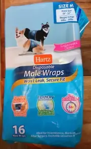 Hartz Disposable Male Dog Diapers, 16 Wraps, Size M