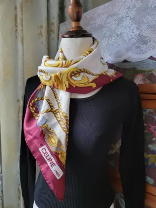 CELINE賽琳Vintage真絲絲巾方巾圍巾