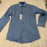Geoffrey Beene Boys Blue Check Dress Shirt 12