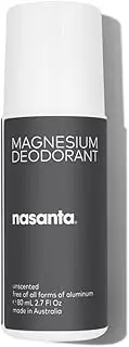 nasanta Magnesium Deodorant Men - Australian Made Natural Deodorant, 100% Free of ALL Forms of Aluminium, 100% Unscented, 80 mL 2.7 Fl Oz Roll On