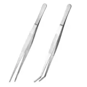 Aquarium Tools Precision Tweezers Set Stainless Steel Angled Feeding Tongs