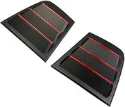2PCS Compatible for Dodge Charger 2016-2021 Car ABS Red Line Black Rear Side Window Louvers Air Vent Scoop Shutters Blinds Cover Trim