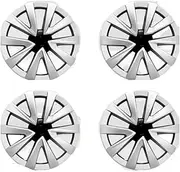 4PCS HubCap 18 Inch Performance Wheel Caps Automobile Replacemen Hub Cap Full Rim Cover Accessories Compatible for Tesla Model 3 2021-2024 (Color : Silver)