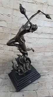 Original Signed Artwork by Mario Nick Fire Dancer Bronze Sculpture Statue