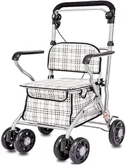 Walker for Seniors Rollator Portable Foldable Shopping Cart Rollator Mobility Walker with 4 Wheels and One Brake Mobility Aid for Adult, Senior Little Surprise