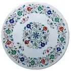 Multicolor Stone Corner Table Top for Office Decor Round Marble Coffee Table Top